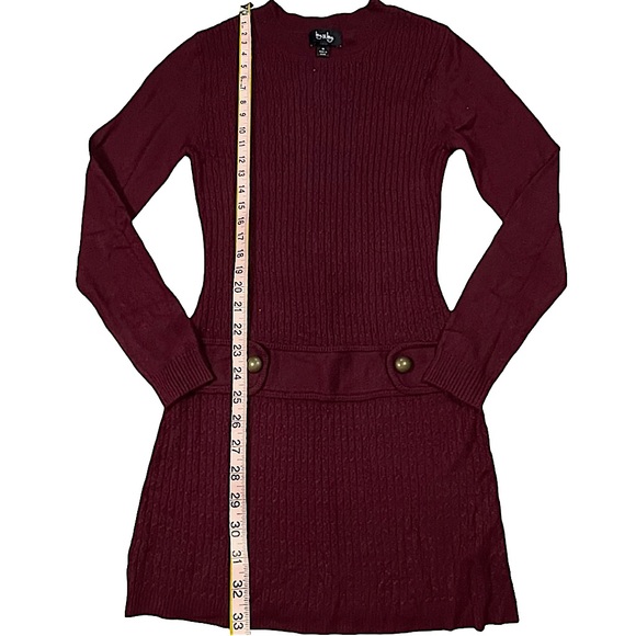 By & By size medium maroon sweater mini dress faux belt with gold accents NWOT - Picture 8 of 11